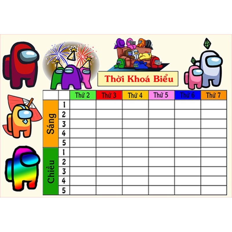 set 3 thời khoá biểu Among ú khác nhau