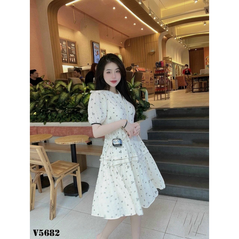 Váy bầu công sở dáng suông đuôi cá nhã nhặn, họa tiết hoa xinh xắn, thiết kế sang chảnh☘️váy bầu free size 42~68kg VB38