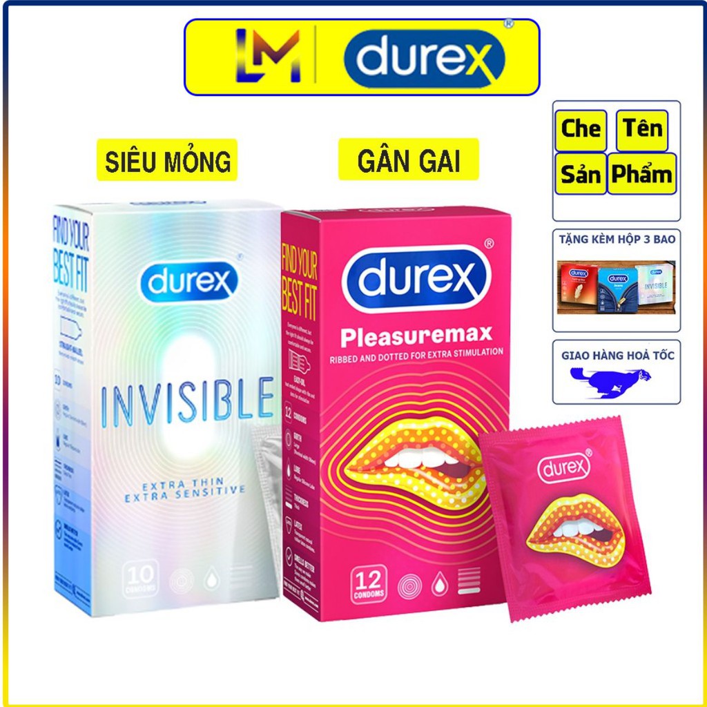 Bao cao su gai Durex Pleasuremax và Durex Invisible tăng cảm giác quan hệ.