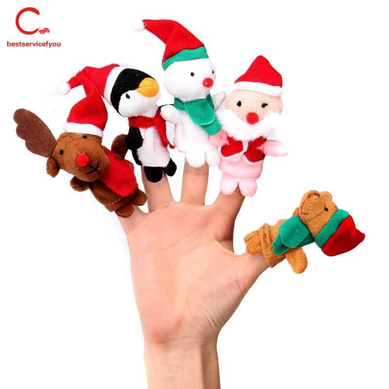 ❤BSFY❤ 5pcs/ Set Finger Puppets Toys Christmas Santa Claus Snowman Baby Stories Helper Fingers Kids Xmas Gift