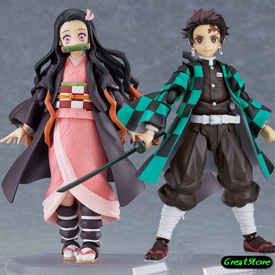 ( Sẵn ) Mô hình Tanjiro Kamado Nezuko Kamado trong Kimetsu no Yaiba Diệt Quỷ 15cm Cử động được 498 DX 508 DX