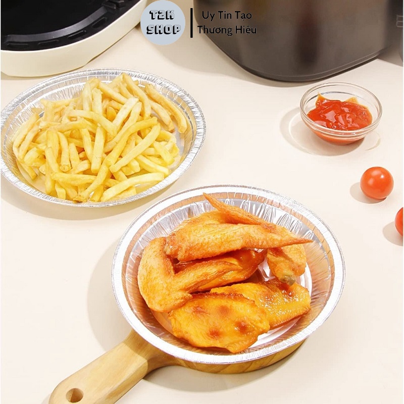 Khay giấy bạc nướng lót nồi chiên không dầu - Set 10 khuôn giấy bạc chống dính hình khuôn bánh - T2K Shop