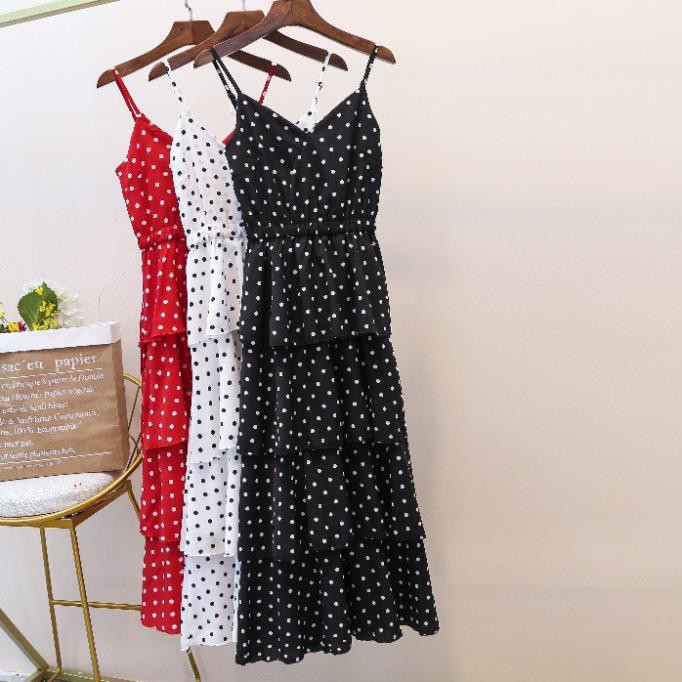 🌸Hàng Order🌸 Váy Bigsize  2 Dây Chấm Bi Chân Váy Xếp Ly Tầng Dịu Dàng 🌸Hàng Quảng Châu | BigBuy360 - bigbuy360.vn