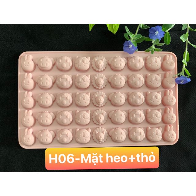Khuôn silicon làm kẹo dẻo chip chip, làm thạch cao cấp hình mặt heo-thỏ