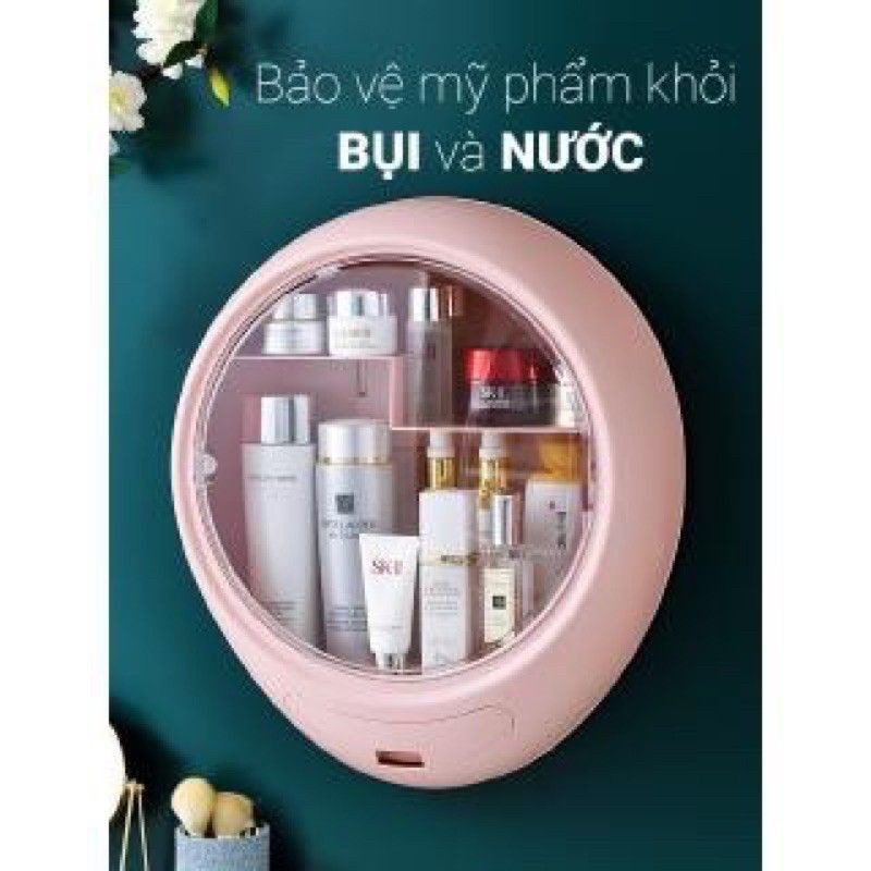 [TẶNG KÈM MIẾNG DÍNH] Kệ đựng mỹ phẩm treo tường để đồ trang điểm trong nhà tắm không đục lỗ,làm bằng nhựa ABS