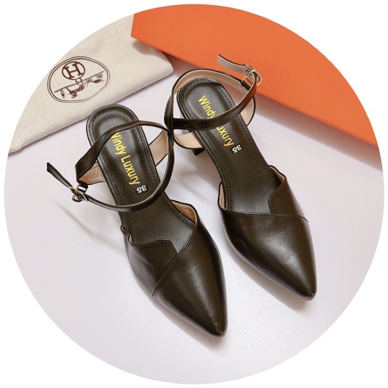 Bán sỉ Giày sandal bít mũi da lì gót vuông 6p hàng vnxk chắc chắn