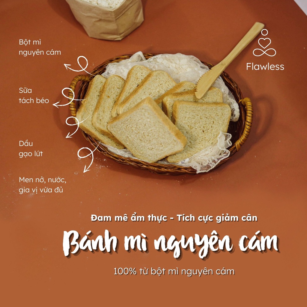 Bánh mì nguyên cám 100% Flawless | Thực phẩm đồ ăn eatclean healthy, tăng cơ, giảm mỡ, giảm cân