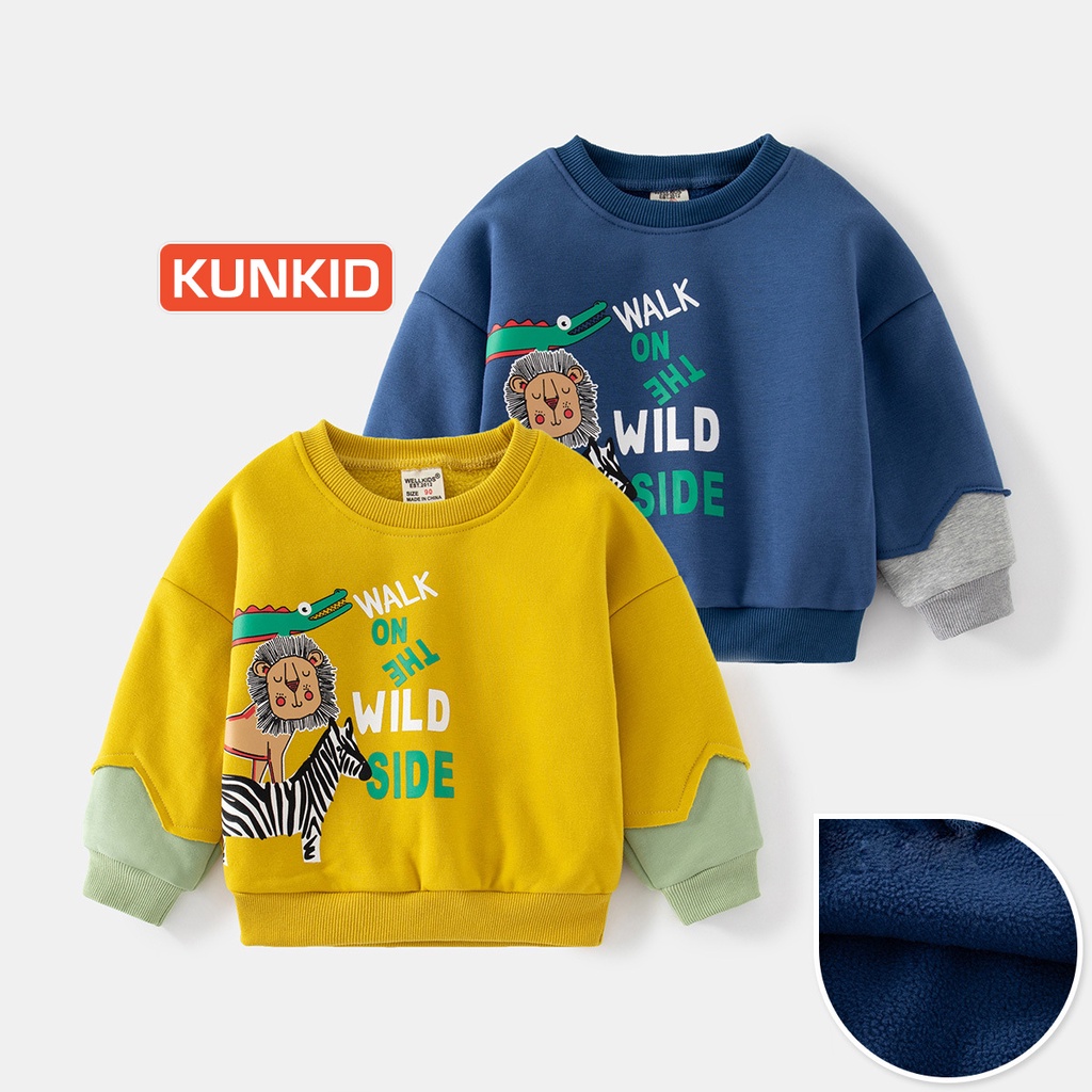 Áo nỉ lông bé trai hãng WELLKIDS - Áo nỉ lót lông trẻ em Kunkids