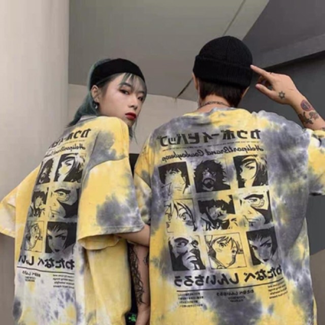 ❌Áo thun unisex loang màu in hình nhân vật hoạt hình kèm clip thật❌