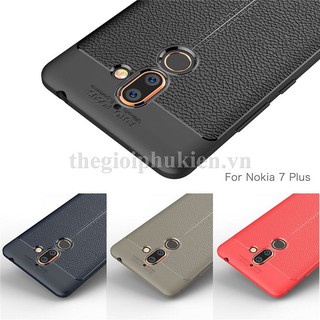 Ốp lưng Nokia 7 Plus silicon giả da, chống sốc Auto Focus