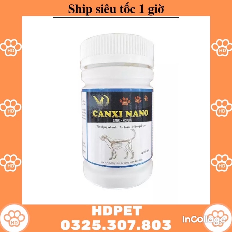 Canxi nano chó mèo cho chó bầu phục hồi bị hạ bàn tai cụp 1 viên