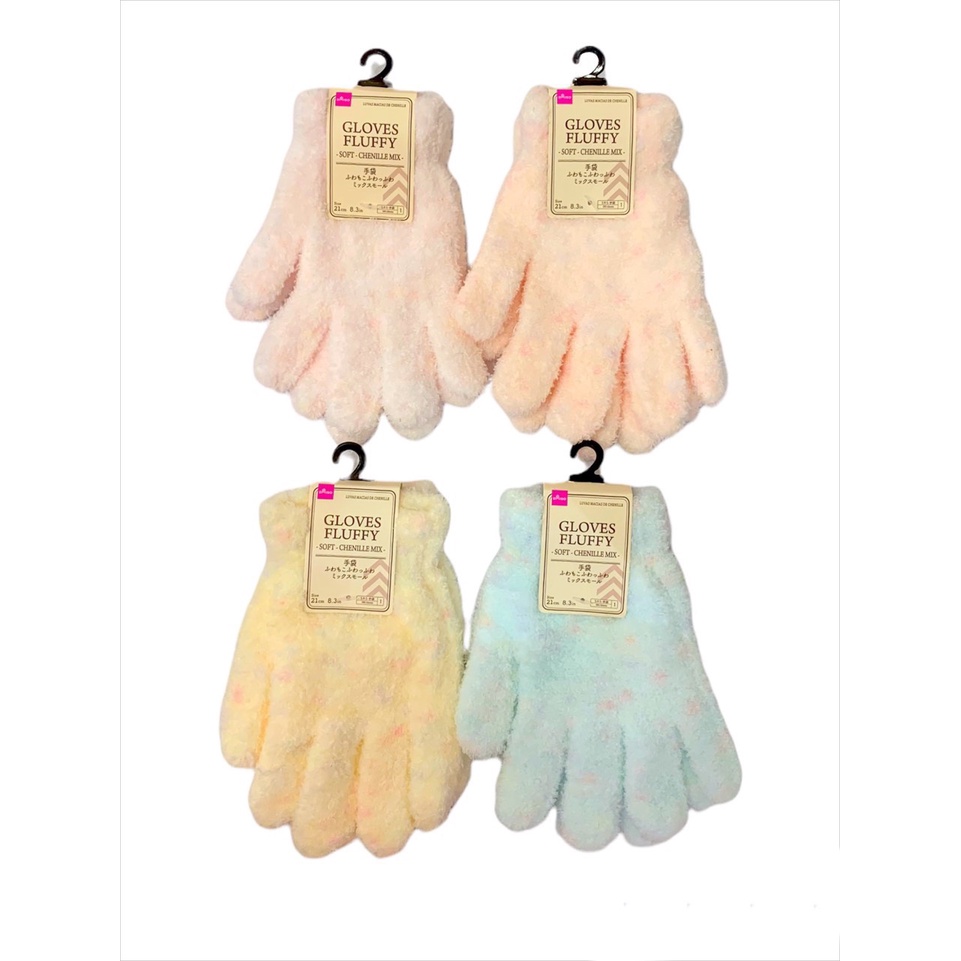 Daiso Găng tay Fluffy - Chenille mix - Dạng mềm size 21cm No.1