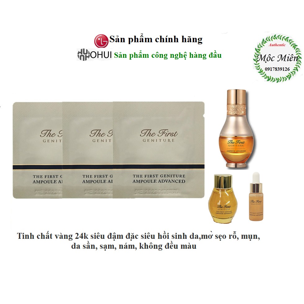 Gói tinh chất vàng Ohui siêu hồi sinh da với thành phần vàng 24k OHUI The First Ampoule Advanced