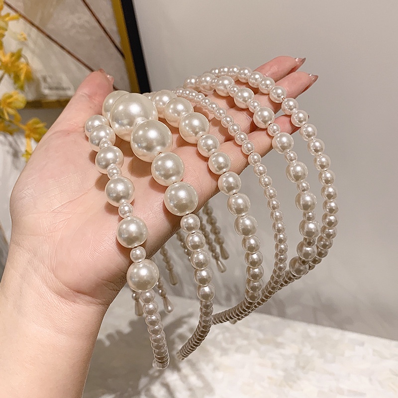 Băng Đô Cài Tóc Đính Ngọc Trai Phong Cách Retro Thời Trang Hàn Quốc