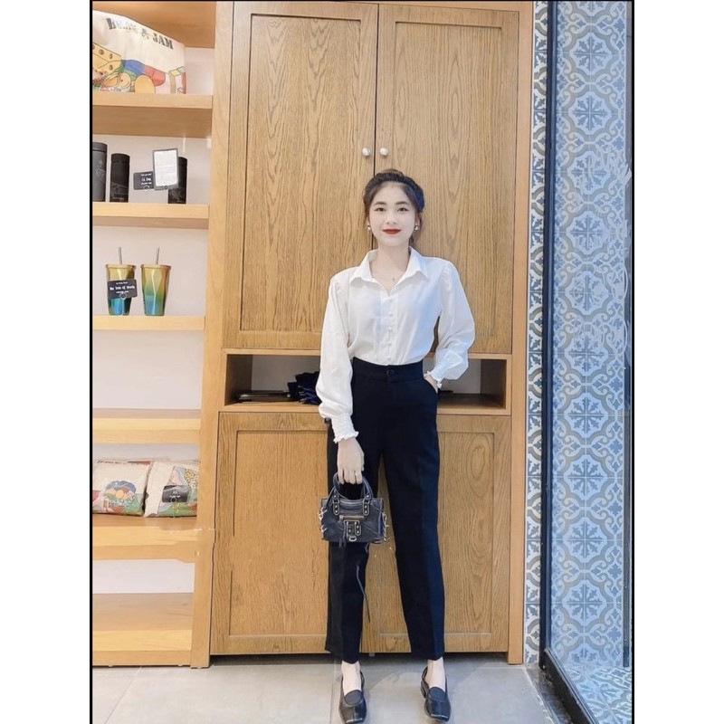 Áo Sơ Mi Tay Bo Chun Form Thụng Dáng Dấu Quần | BigBuy360 - bigbuy360.vn