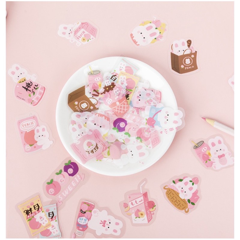 Sticker cute/Set 40 sticker hình dán dễ thương trang trí sổ planner bullet journal Hàn Quốc Tẻn Tẻn