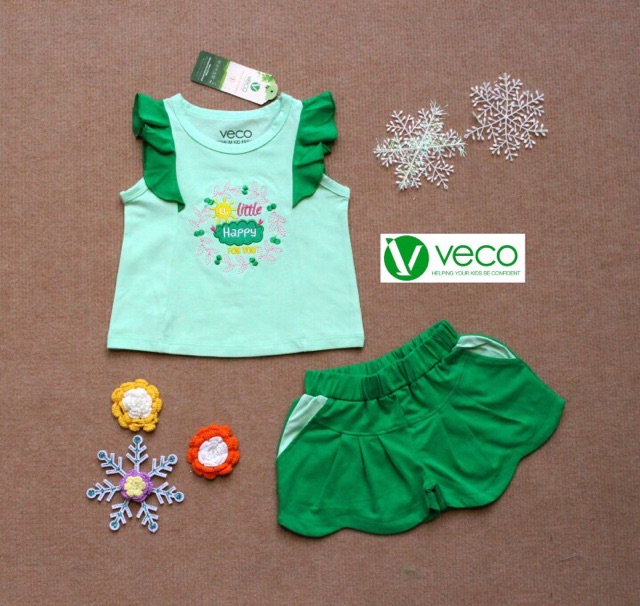 Set bộ đồ bé gái VÒNG HOA HAPPY XINH XẮN VECO