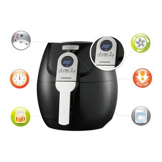 Nồi chiên không dầu lock&lock 3.2l digital air fryer màu đen ecf-301r - kèm quà tặng