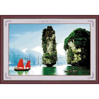 Tranh Thêu Chữ Thập 3D Vịnh Hạ Long 222273 (KHÁCH TỰ THÊU) KT:60X41CM