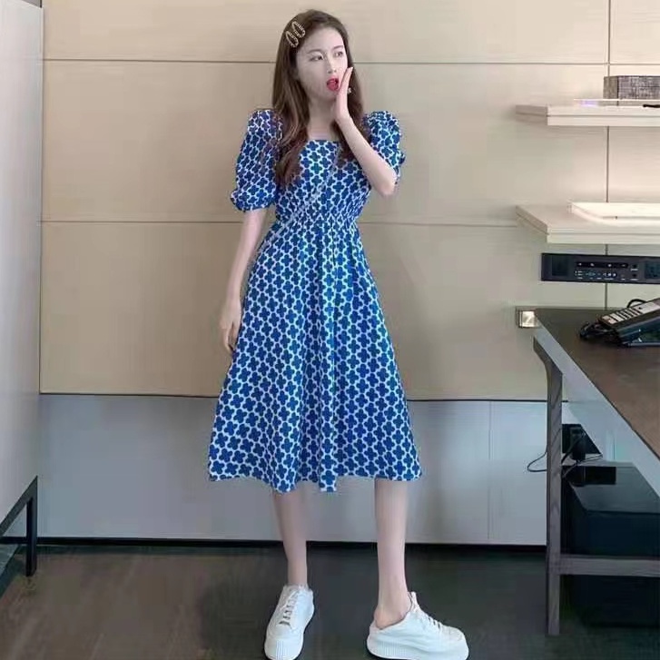 Hàng Mới Về Mới Đầm Hoa Tay Phồng Thắt Nơ Thời Trang Nữ Tính