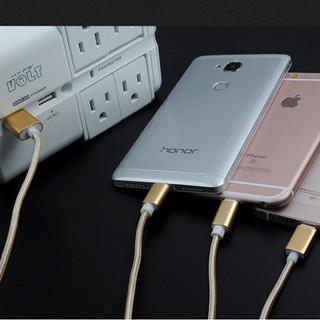 Cáp sạc 3 đầu dây dù gồm (microUSB, lightning, Type-C)