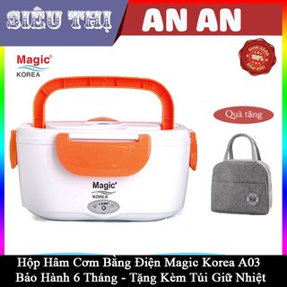 Hộp hâm cơm điện MAGIC KOREA A-03 3 ngăn công suất 40W hâm nóng giữ nhiệt bảo hành 12 tháng- Tặng kèm Túi Giữ Nhiệt
