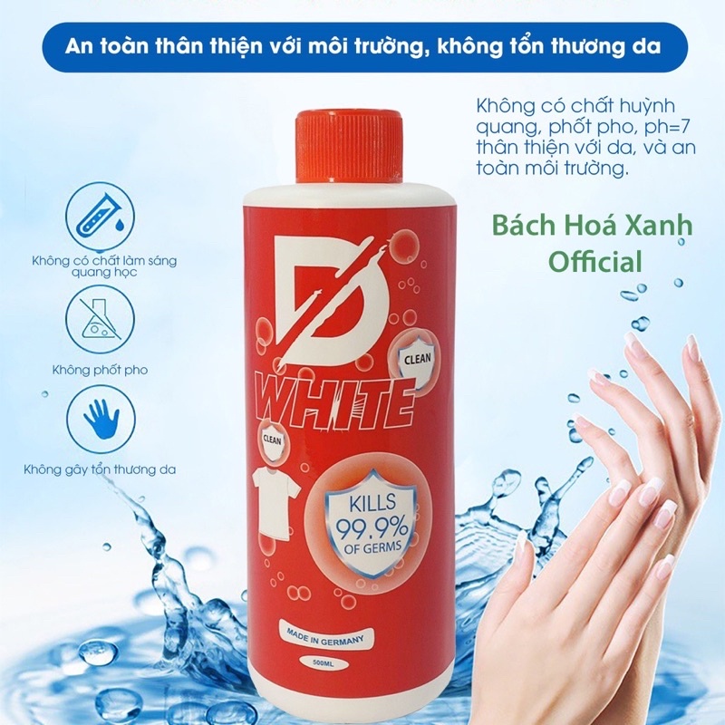 Nước Tẩy Trắng quần áo thế hệ mới D.WHITE - Tẩy mốc quần áo - 100% Chính hãng-Không làm hỏng màu quần áo