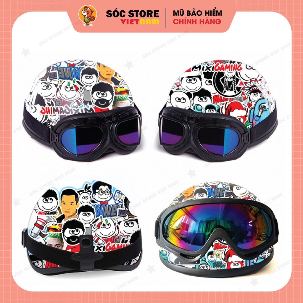 Sticker chủ đề MixiGaming Sóc Store chống nước custom, dán trang trí mũ bảo hiểm nửa đầu, nón bảo hiểm 3 phần 4