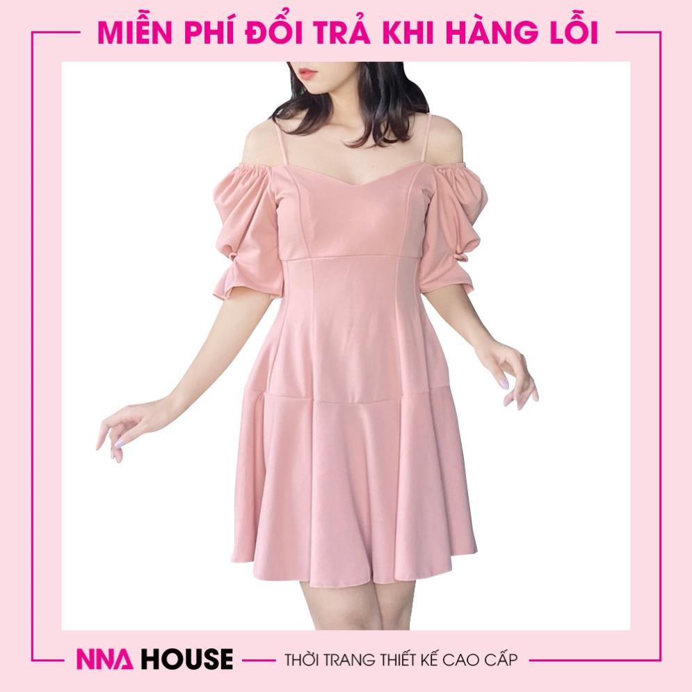 Đầm 2 dây trễ vai tay bồng dáng xòe - Váy thiết kế 2 tầng sang chảnh tiểu thư NNAHOUSE Mã NA221 | BigBuy360 - bigbuy360.vn