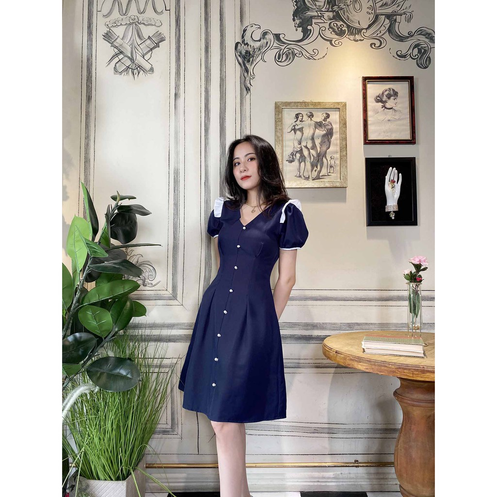 Đầm công sở xanh tôn dáng che bụng mỡ | BigBuy360 - bigbuy360.vn