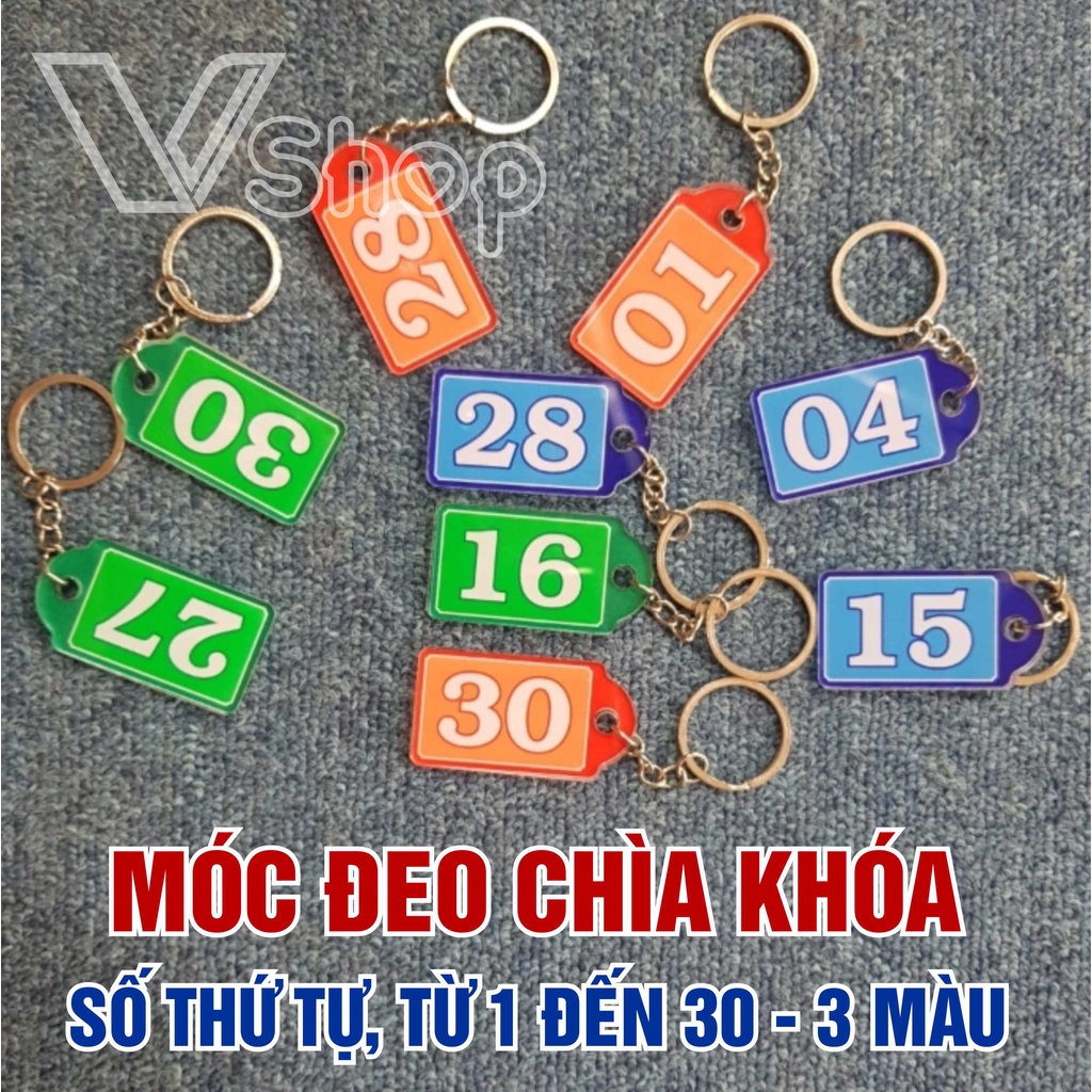 Móc khóa, thẻ mica quản lý chìa khóa theo số thứ tự, phân chia màu sắc