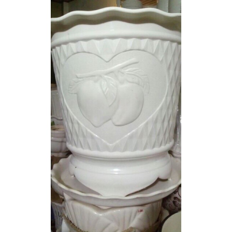 chậu nhựa hình trái đào trắng size to 41*39cm trồng hoa cây cảnh