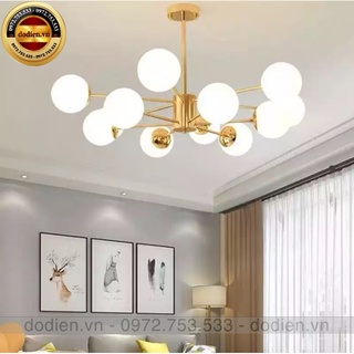 Đèn chùm thuỷ tinh 12 bóng đèn phòng khách,bàn ăn hiện đại