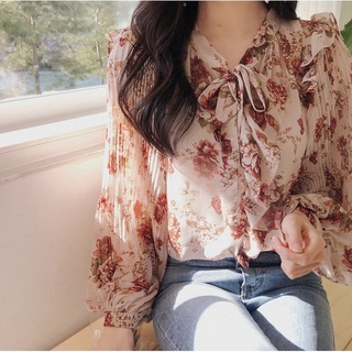 Áo khoác sơ mi voan buộc tay đèn lồng XJ