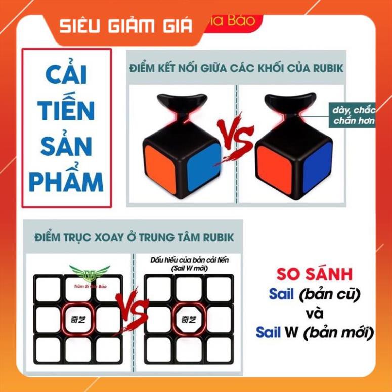 Siêu sale -  Rubik 3x3 Qiyi Sail W Rubic 3 Tầng Giá Rẻ Khối Lập Phương Ma Thuật Xoay Siêu Mượt , Lõi Cứng Cáp. .HCM