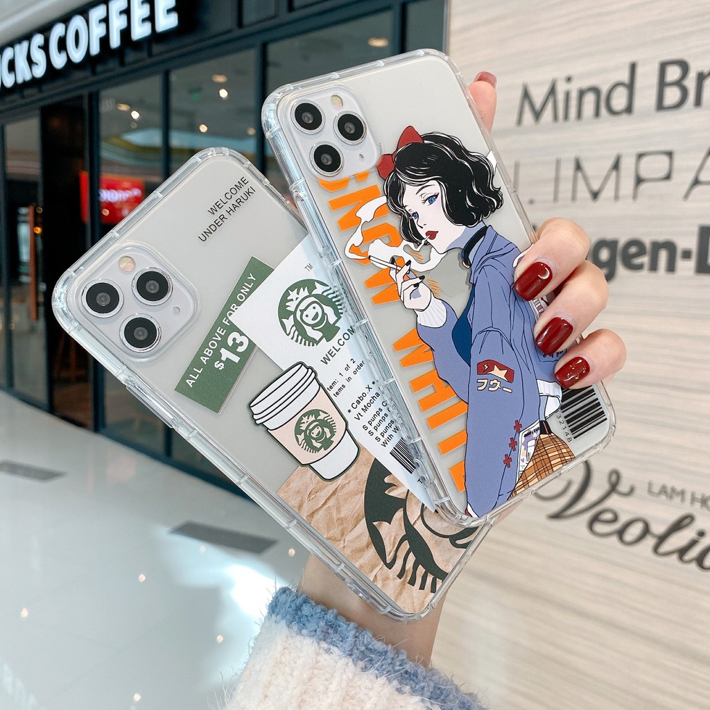 Ốp lưng iphone 6, 6s plus, 7 8 Plus, X, XS, XR, XSMAX, 11, 12, 13 PROMAX TRONG SUỐT Coffe girl dễ thương PKVN