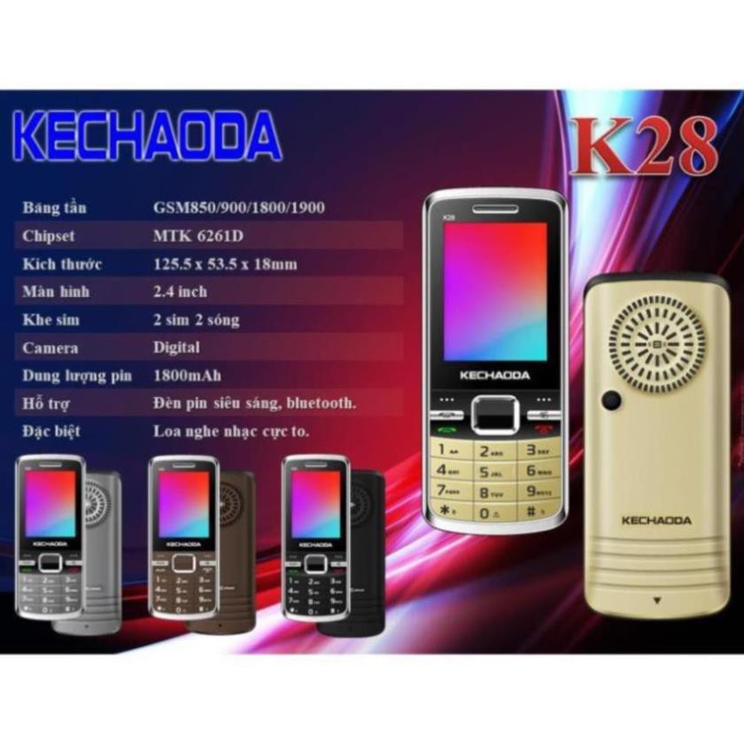 Điện thoại Kechaoda K28 [CHÍNH HÃNG] LOA TO, BÀN PHÍM CỰC LỚN siêu mướt - giành cho người già - CHÍNH HÃNG