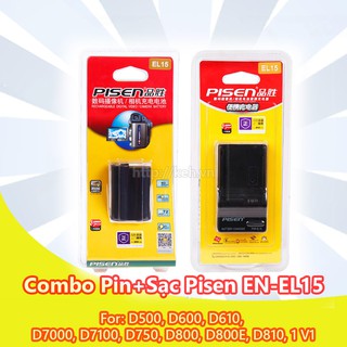 Combo sạc + pin pisen el15 for nikon d7000, d7100, d600, d800, d800e, v1