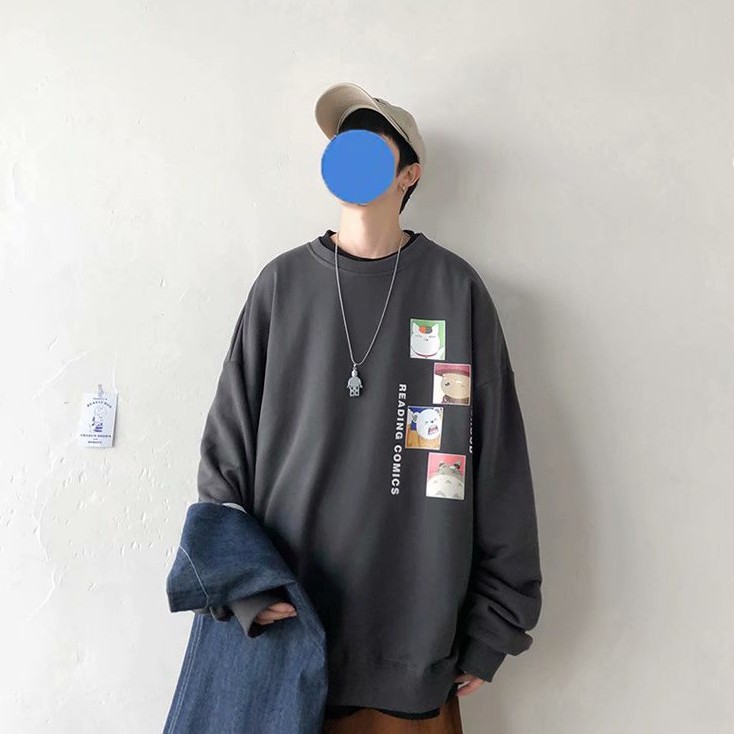 Áo hoodie tay dài cổ tròn họa tiết hoạt hình thời trang cá tính cho nam size M-5 XL 200kg | BigBuy360 - bigbuy360.vn