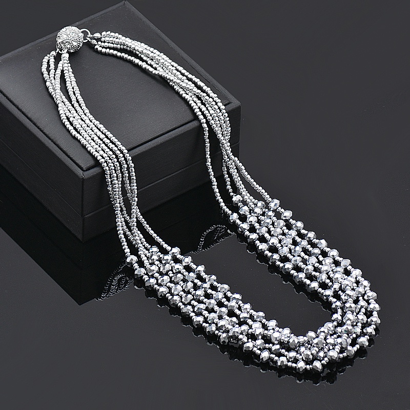 Vòng cổ/ Vòng tay SINLEERY XL987 chuỗi hạt pha lê 5 lớp cho nữ tùy chọn màu sắc