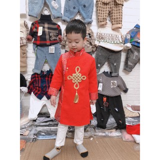 Áo dài nhung cách tân cho bé trai