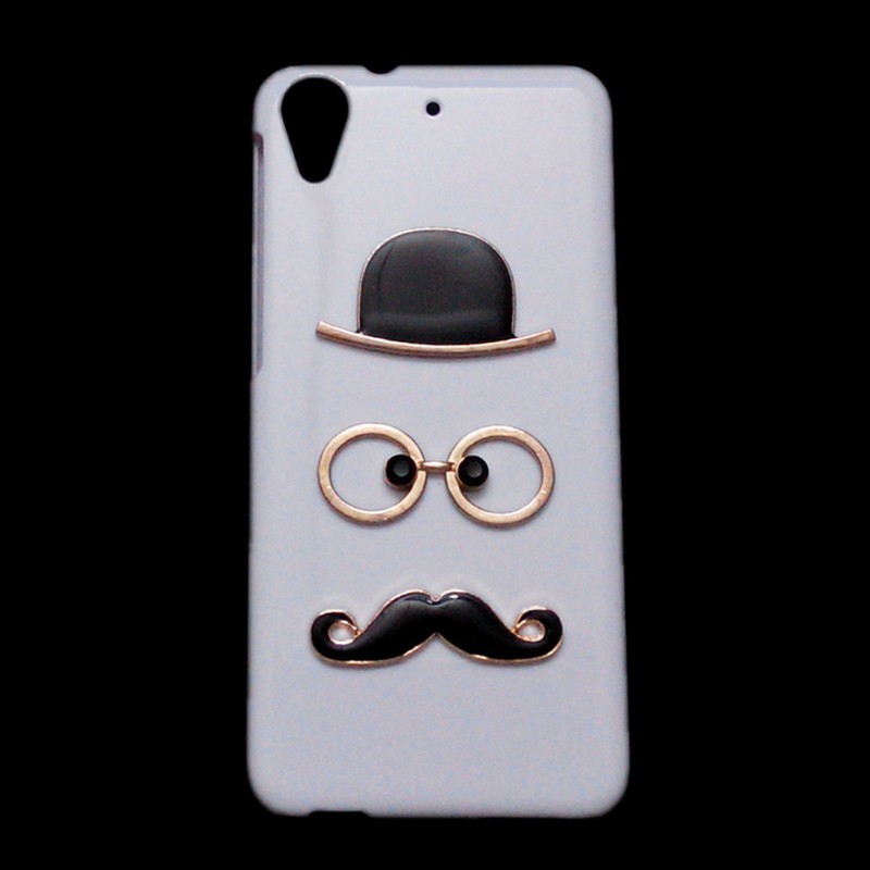 3D Cute Hat Eye Mustache Back Hard Phone Cover Case for HTC Butterfly 2 One M7 M9 Plus A9 X9 E9 Desire 10 Pro 530 626 628 630 728 816 820 825 828 830 U Ultra U11