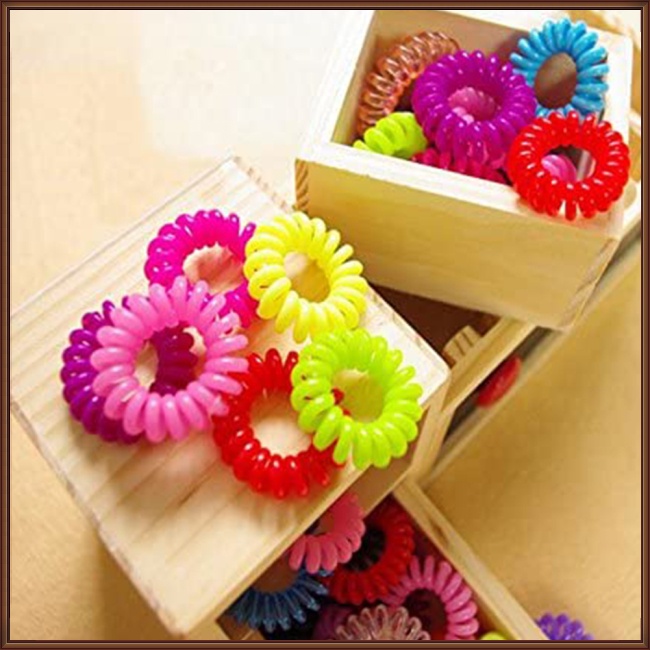 Set 100 Dây Cột Tóc Dạng Xoắn Ốc Màu Sắc Kẹo Ngọt Chống Thấm Nước