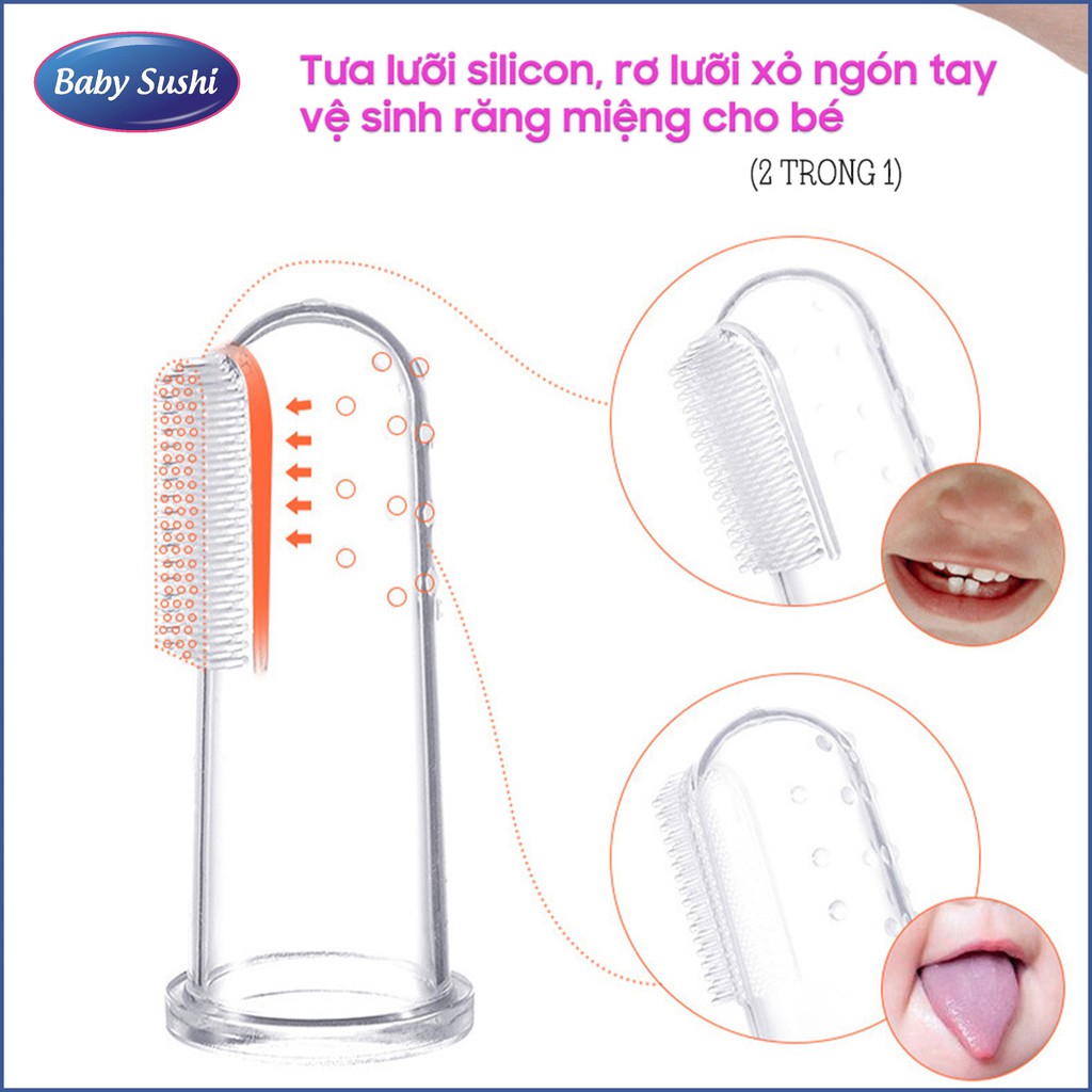 Tưa lưỡi silicon, rơ lưỡi xỏ ngón tay vệ sinh răng miệng cho bé