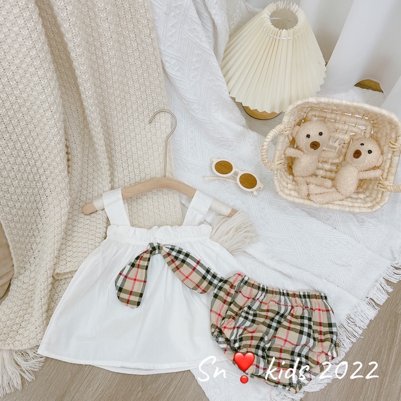 Xả Bộ thô nơ quần chip kẻ mềm snkids