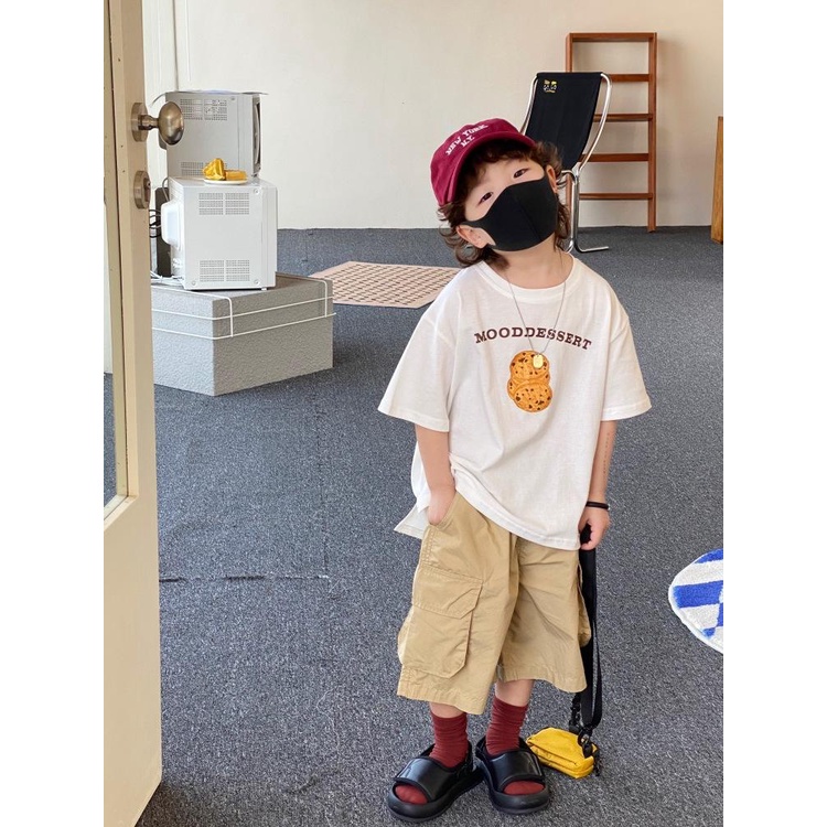 Áo thun ngắn tay cotton in hình dễ thương cho bé