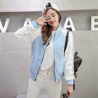 Áo khoác dù phối xanh trắng