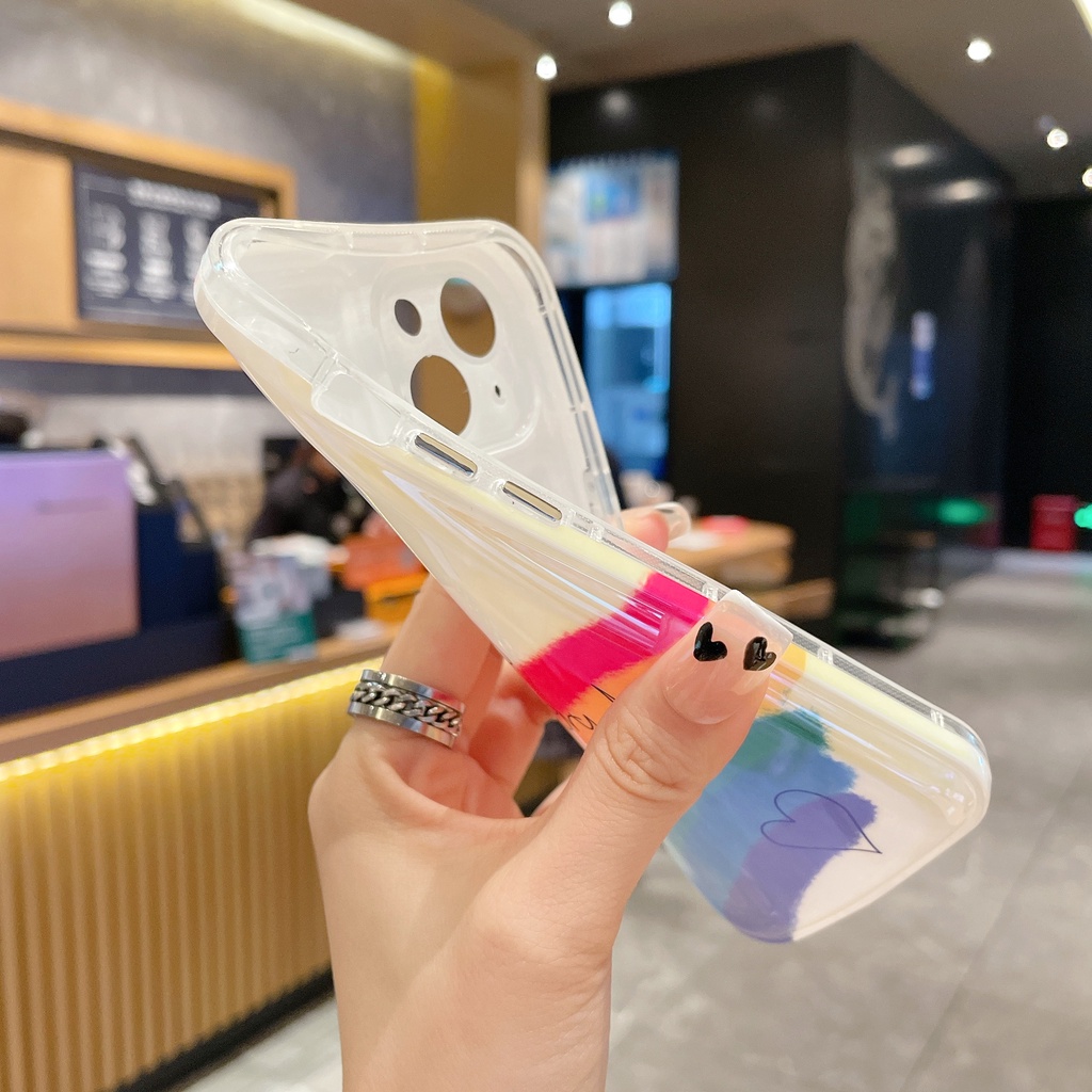 Ốp Điện Thoại Họa Tiết Cầu Vồng Cho iPhone X / XR / XS / 11 / 12 / 13 / Pro / Max / Plus / Promax