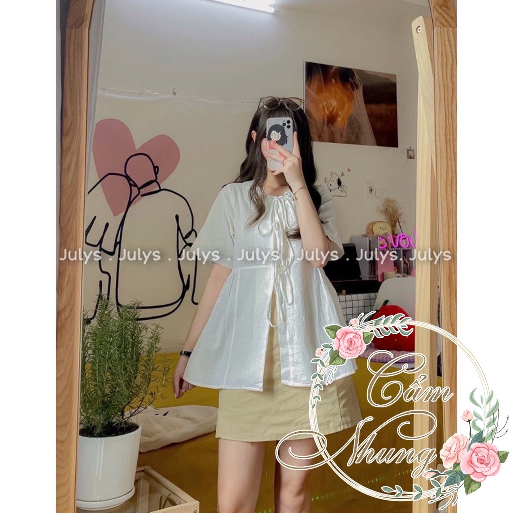 Áo tiểu thư dáng babydoll 3 nơ bánh bèo CAMNHUNG