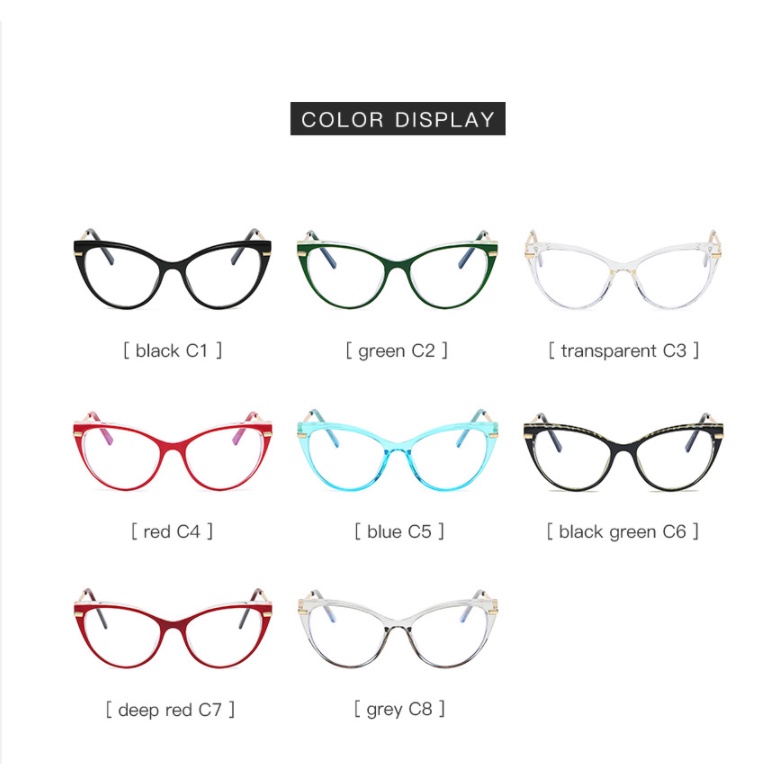 Mắt Kính Gọng Hình Mắt Mèo Chống Ánh Sáng Xanh TR90 Thời Trang Cho Nữ